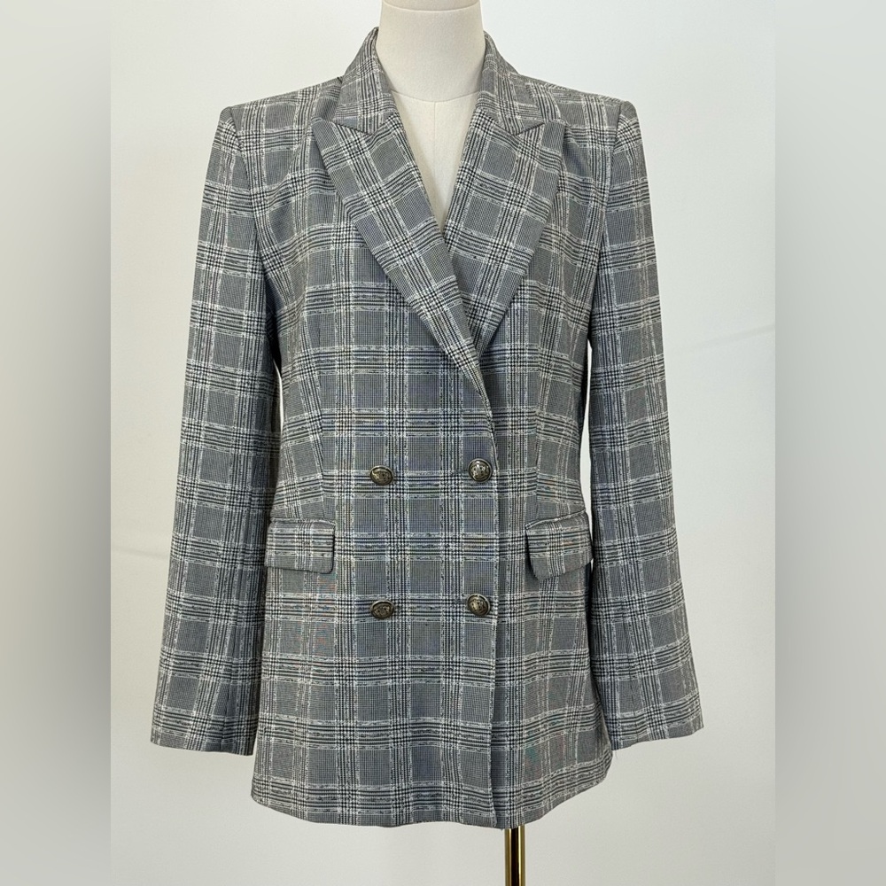 Zara Basic Collection Gray Checkered Micro Plaid … - image 1